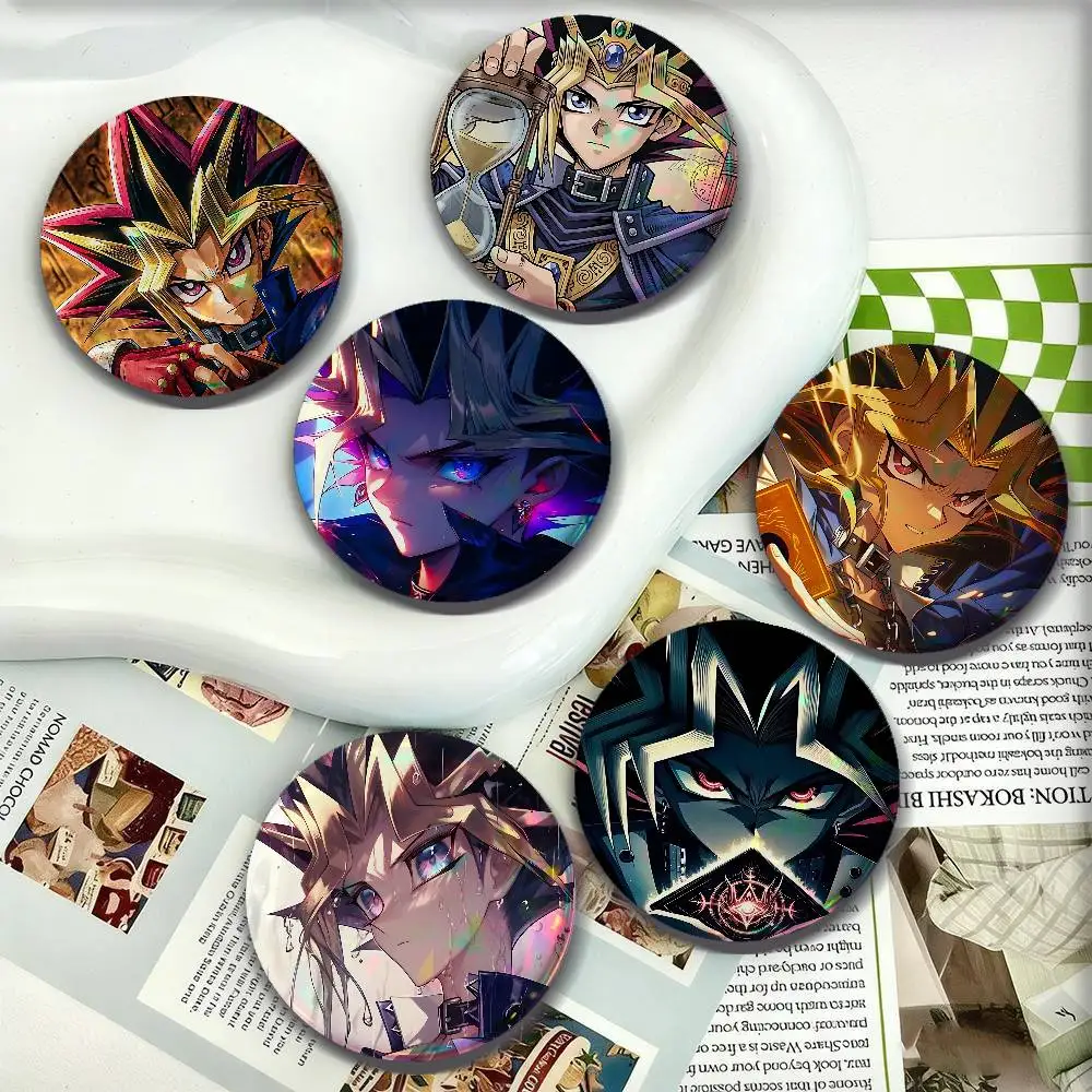 Anime Yu Gi Oh For Badge Personalized Custom Laser Reflective Badge Hologram Metal Enamel Pin Brooch Souvenir Gift