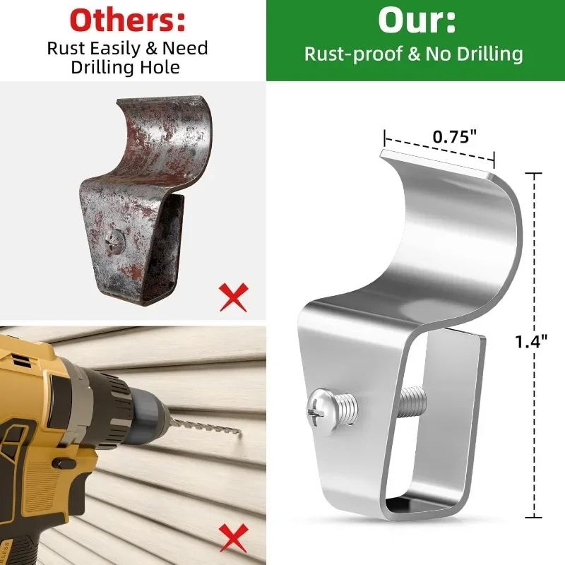 1/5/10Pcs 구멍없는 비닐 사이딩 후크 깜박임/링/Arlo/초인종 용 야외 보안 카메라 마운트 클립 쉬운 설치 조절 가능 ‌