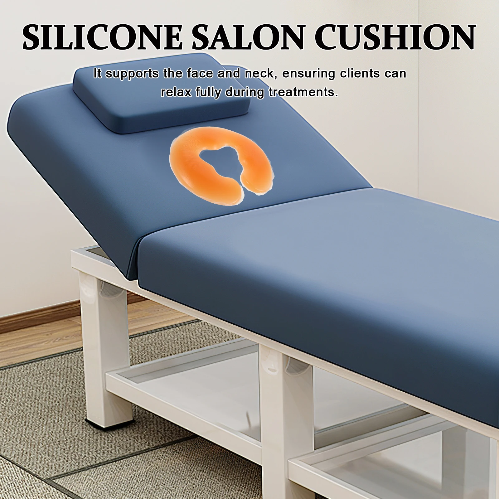 

Silicone Face For Massage Table Face Pad U Shaped Relax Pillow Spa Beauty Salon Head Pad Orange Comfortable Versatile Sturdy