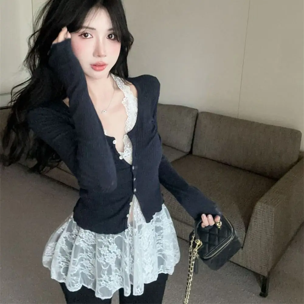 أزياء الدانتيل الشفاف الرسن اللباس ألف خط الخامس الرقبة الدانتيل متابعة التنانير القصيرة الحلو بحر فساتين النساء نادي