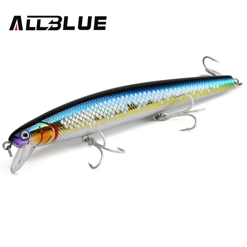 ALLBLUE Flash Minnow 110 Fishing Lure 110mm 5/8oz Glow Jerkbait Wobbler Slow Suspending Plastic Artificial Bait Bass Pike Tackle