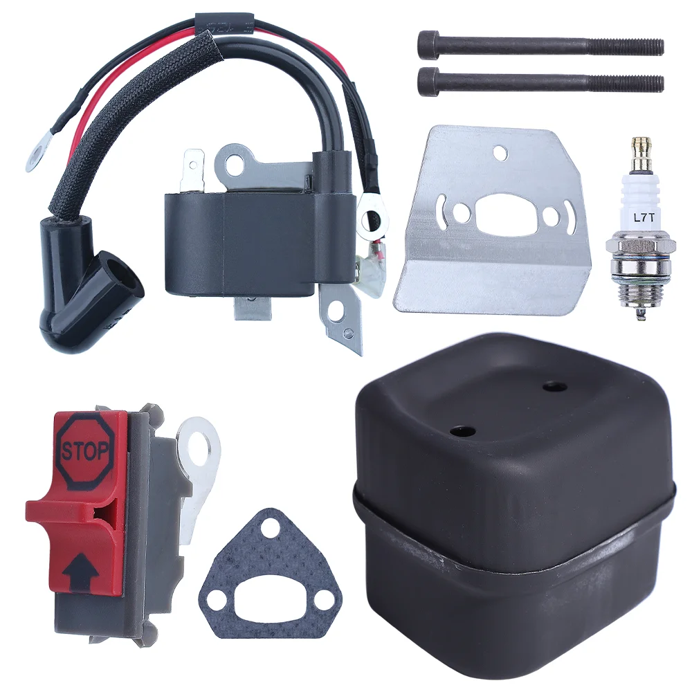 ignition-coil-exhaust-muffler-for-husqvarna-136-137-141-36-41-bolt-gasket-cooling-plate-stop-switch-chainsaw-replace-part