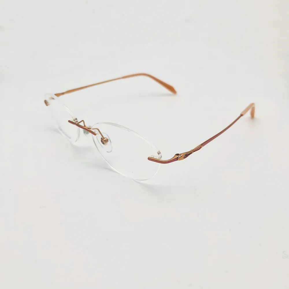 Entwickelt Frauen Randlose Brille Reinem Titan Brillen Optische Rahmen Rezept Rahmenlose Spektakel Kristall Dekoration Tempel – Detail 9
