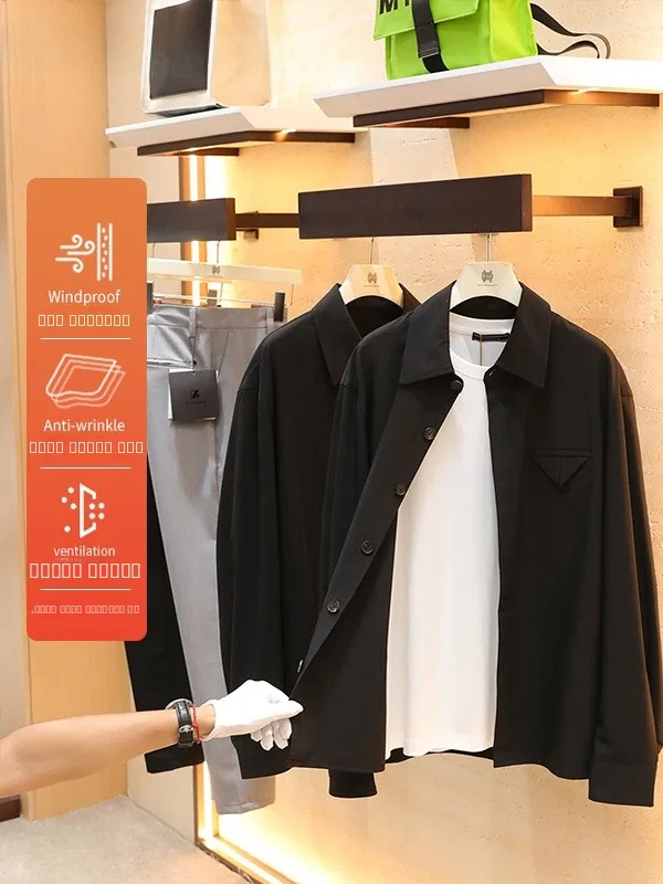 

Итальянская люксовая шерстяная смесовая повседневная куртка-рубашка для мужчин, модная коллекция осень 2025, бренд Доктора Хуана, свободный крой, немнущаяся, полиэстер, B...