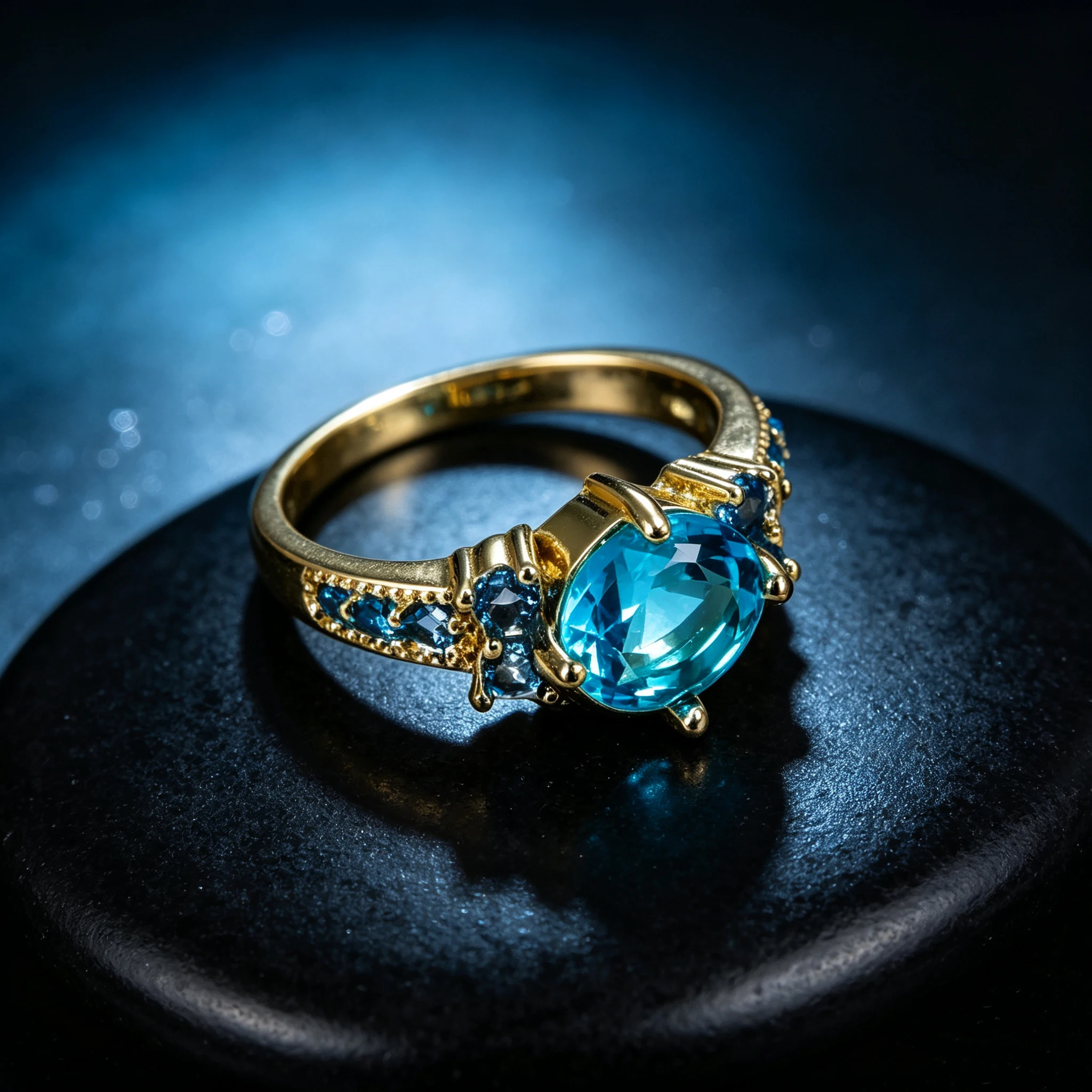 Aqua Mavi Kristal Yuvarlak Taş - Birthstone Ring Set incelemesi ve fiyatı