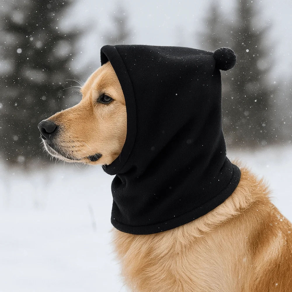 플리스 애완동물 변신 모자 단색 하이넥 애완동물 귀 덮개 조절 가능한 끈 방풍 애완동물 따뜻한 귀마개 하이킹용