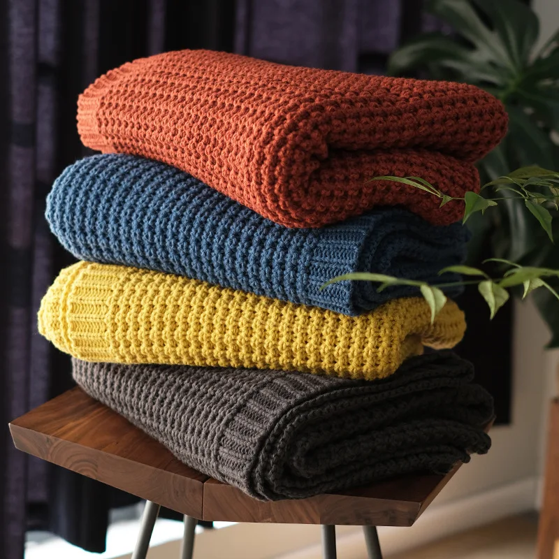 

Single Size 50x67 Inch 100% Acrylic Knitted Throw Blanket Soft Cozy Bubble Texture Home Decor Simplicity for Fall/Winter Bed
