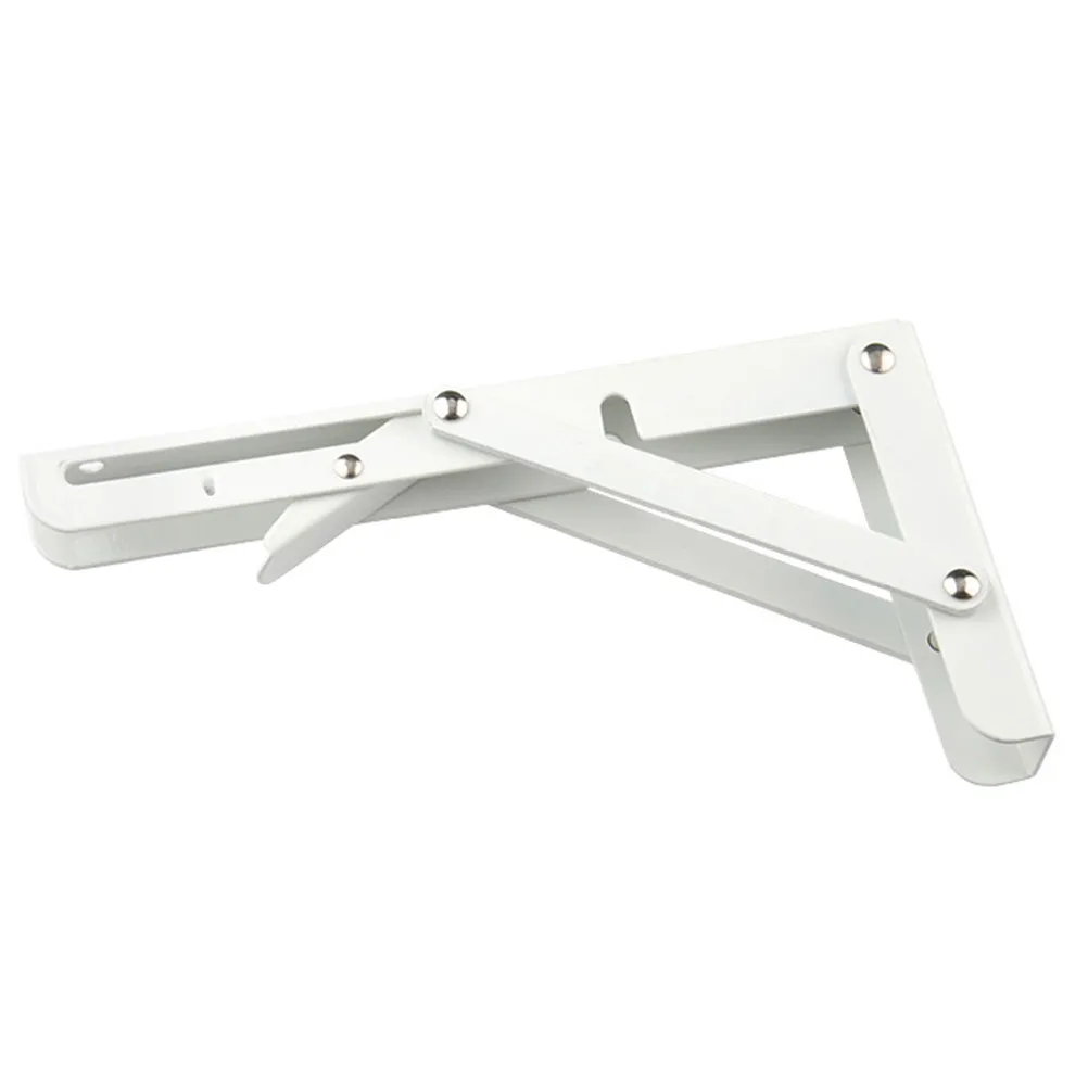 12 Inch Sturdy Shelf Bracket Foldable Press Button Design Reinforced Steel Wall Mount Bracket for Home Office Bookshelf Display
