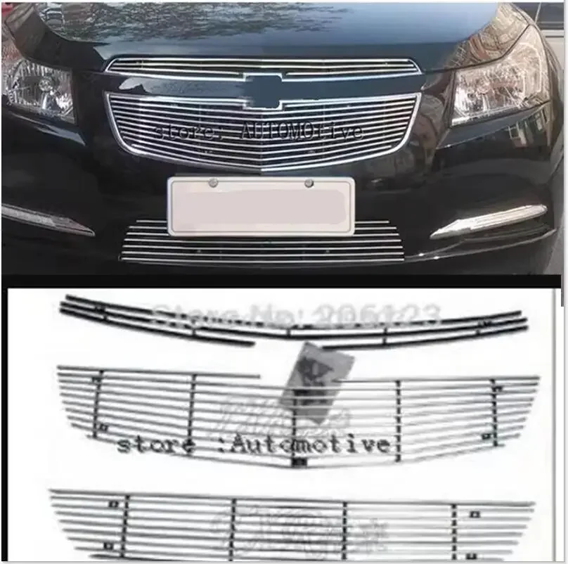 

For 2009-2013 for Chevrolet Cruze modified metal grid overlay front racing grills trim 3pcs