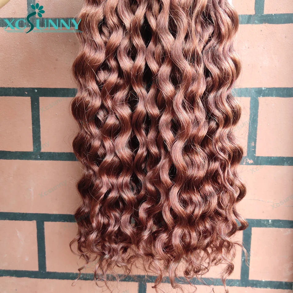 Bulk Human Hair For Braiding Loose Deep Bulk Human Hair Curly Extensions Bundles No Weft For Boho Braids Double Drawn Color 33