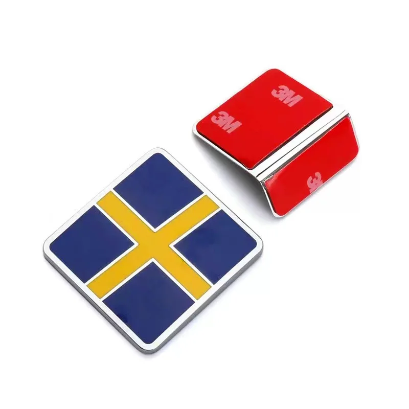 Car Front Grill Hood Trunk Emblem Logo Decor Sticker Metal Car Tuning For Volvo XC80 XC90 V60 V70 V90 S70 S80 S90 Swedish Flag