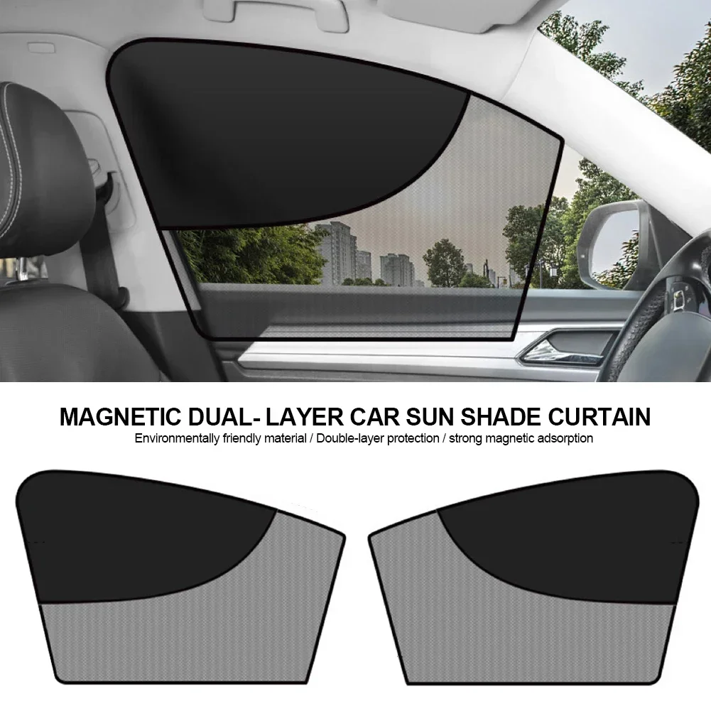

Double-Layer Car Sunshade Magnetic Heat-Insulating Side Screen Summer Interior Rear Seat Protection Sunshade Curtain