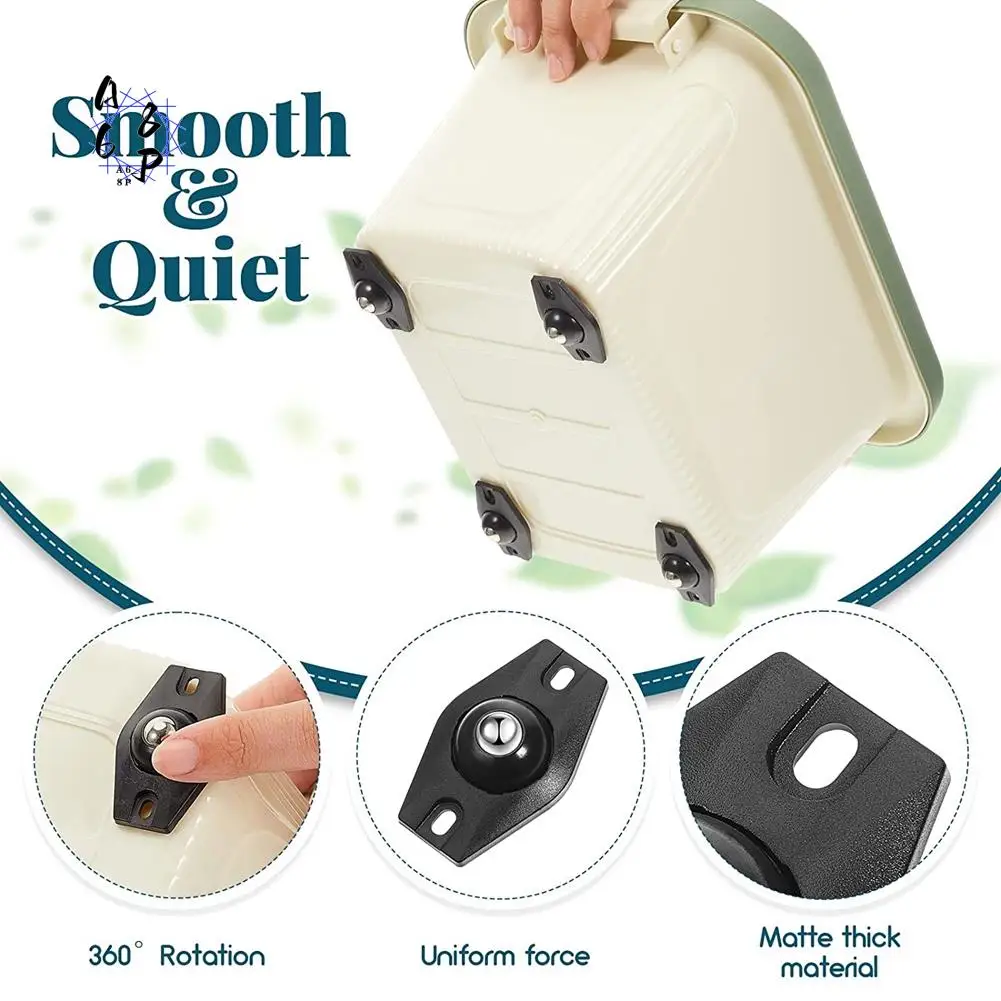 A68P-8 Pieces Self Adhesive Caster Wheels Mini Swivel Wheels 360 Degree Rotation Sticky Pulley With Ball Bearings