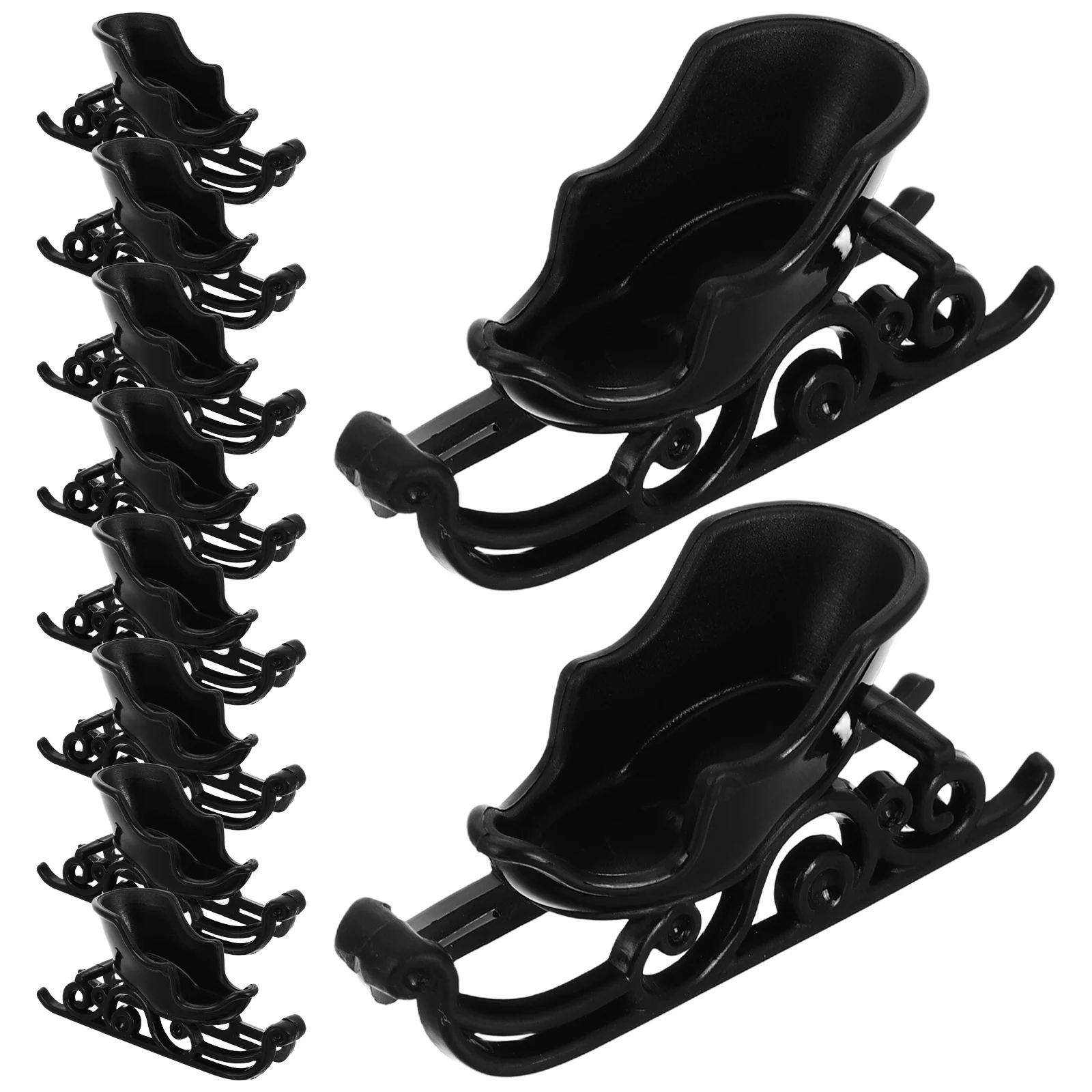 

10 pcs Mini Sleigh Decoration Cute Christmas Ornament For Holiday Home Tabletop Snow Scene Xmas Tree Santa Sleigh Basket Plastic