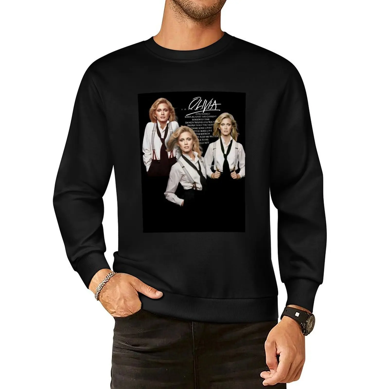 

Olivia Newton-John - Totally Hot Track List Pullover Hoodie winter clothes mens clothing men wear anime sweatshirt