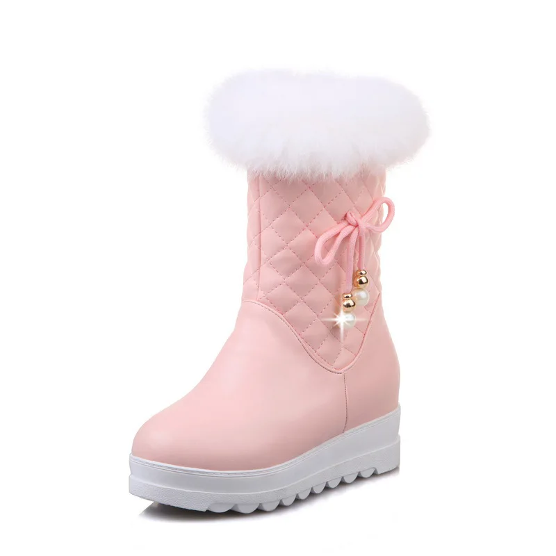 Winter Girls Boots Women Snow Boots Rabbit hair Thickened Warm Anti-skid Boots Plush Waterproof Casual Winter Women Shoes 28-43