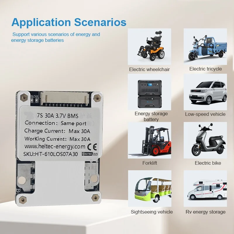 6S 7S Li-ion 8S Lifepo4 24V 10S 36V Lithium Battery Protection Board 30A  60A Balance BMS Motor Energy Storage image 4