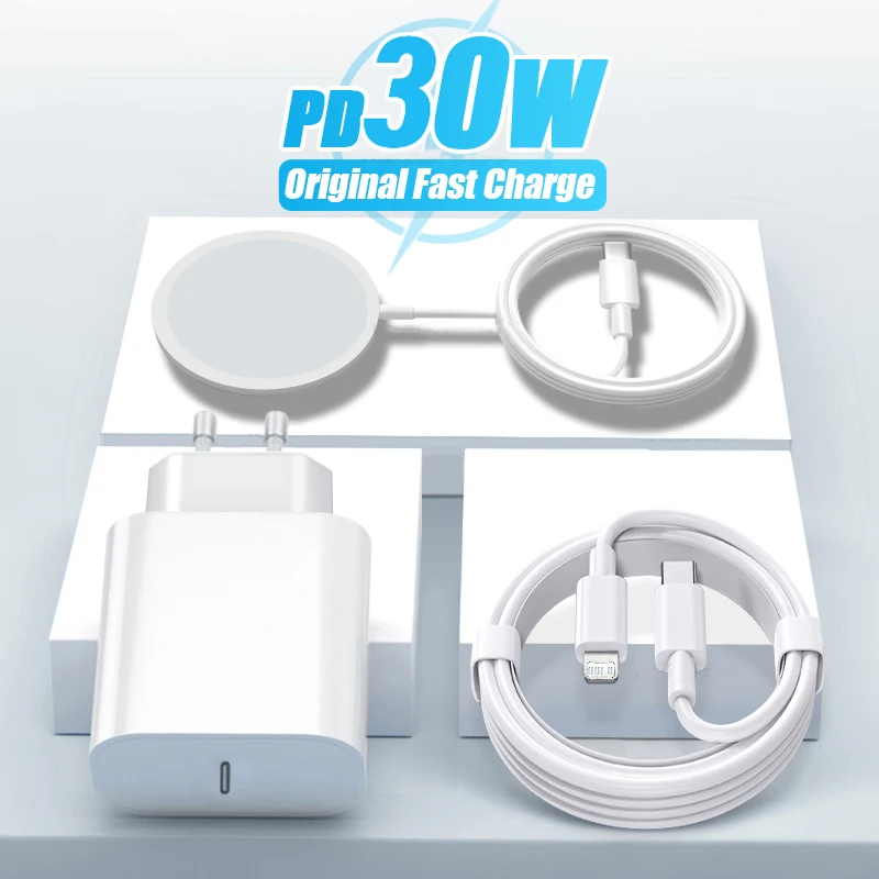 For Apple Original Magsafes Wireless Charger For iPhone 15 14 13 12 11 Pro Max Plus Fast Charging Type C Lightnings Charge Cable