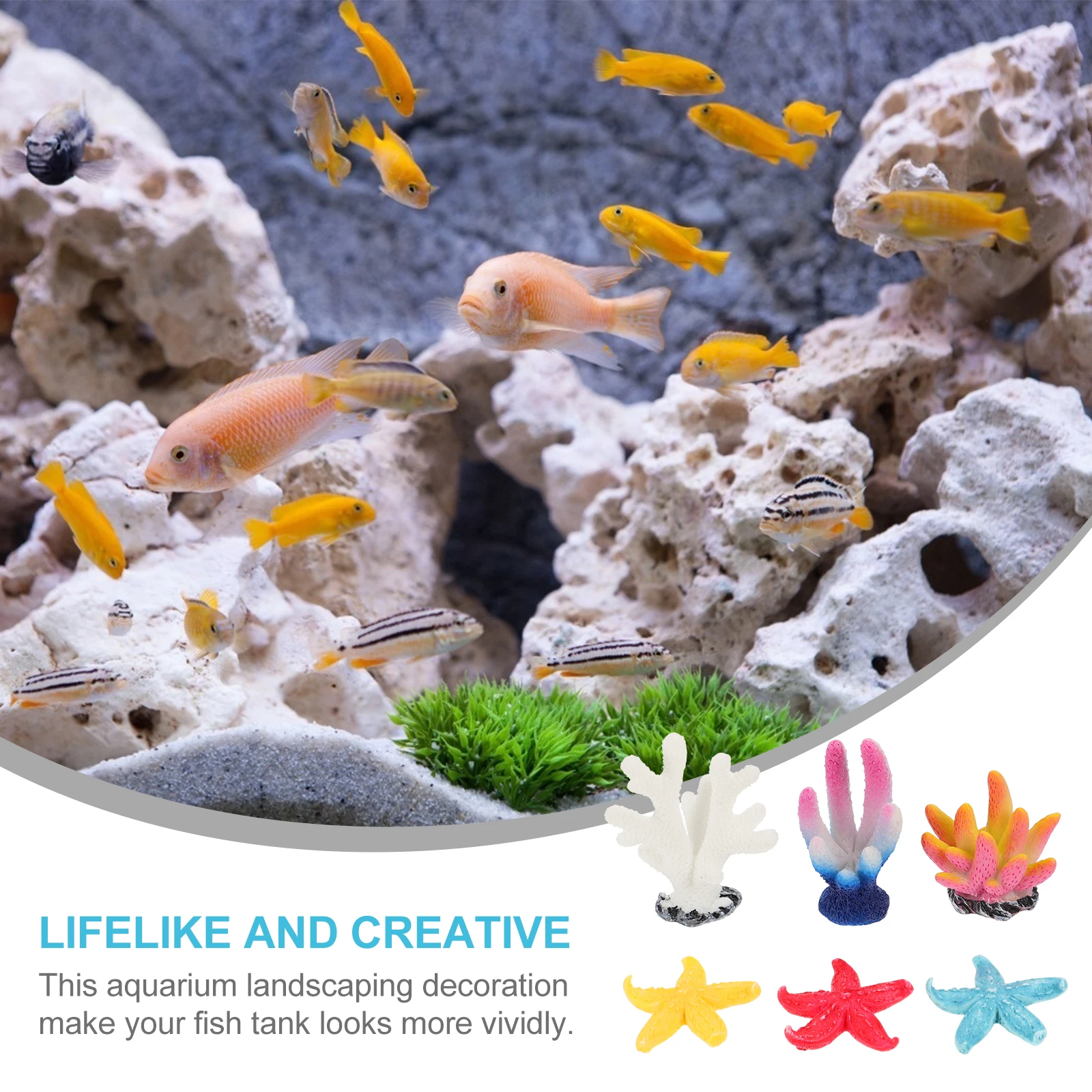 

6 Pcs Aquarium Ornament Fish Tank Decoration Landscape Adornment Resin Coral Decorate