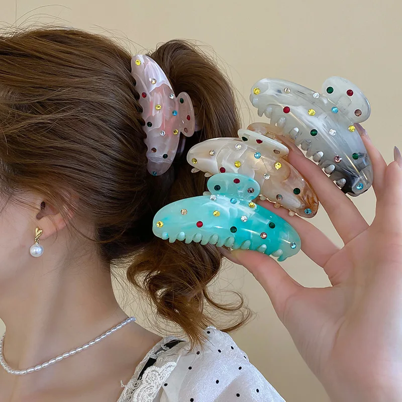 

Colorful Rhinestone Hairpin Hair Shark Clip Hair Claws for Women Fashion Simple Versatile Hair Accessories