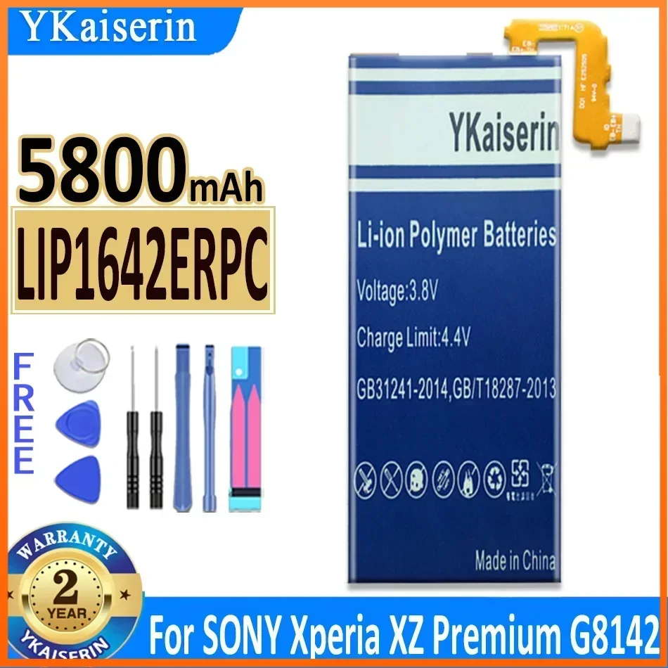 YKaiserin Battery For SONY Xperia XZ Premium G8142 XZP G8142 G8141 Replacement Batteries LIP1642ERPC 5800mAh Bateria + Free Tool