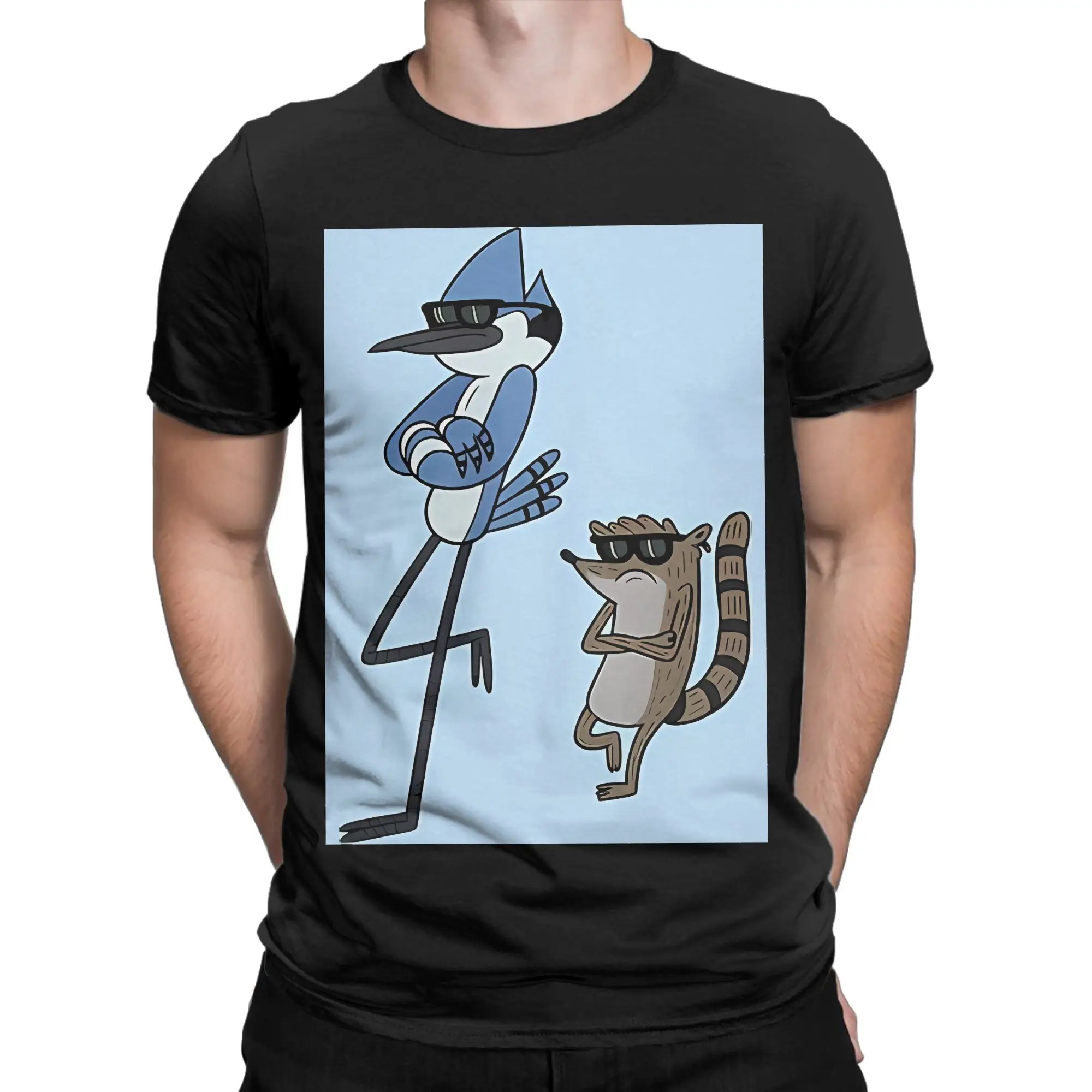 rRegular Show Mordecai And Rigby Graphic 100% Cotton T-Shirt rRegular Show Tees Tops For Men