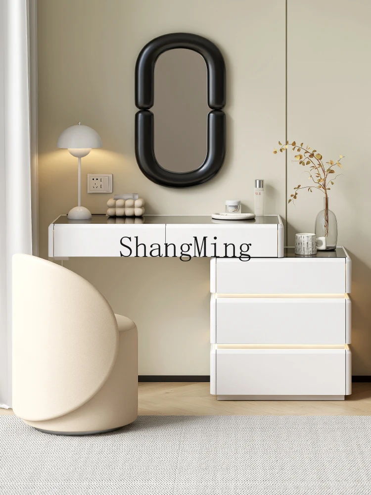 

HJ minimalist narrow bedroom end of bed multi-functional retractable chest dresser integrated makeup table