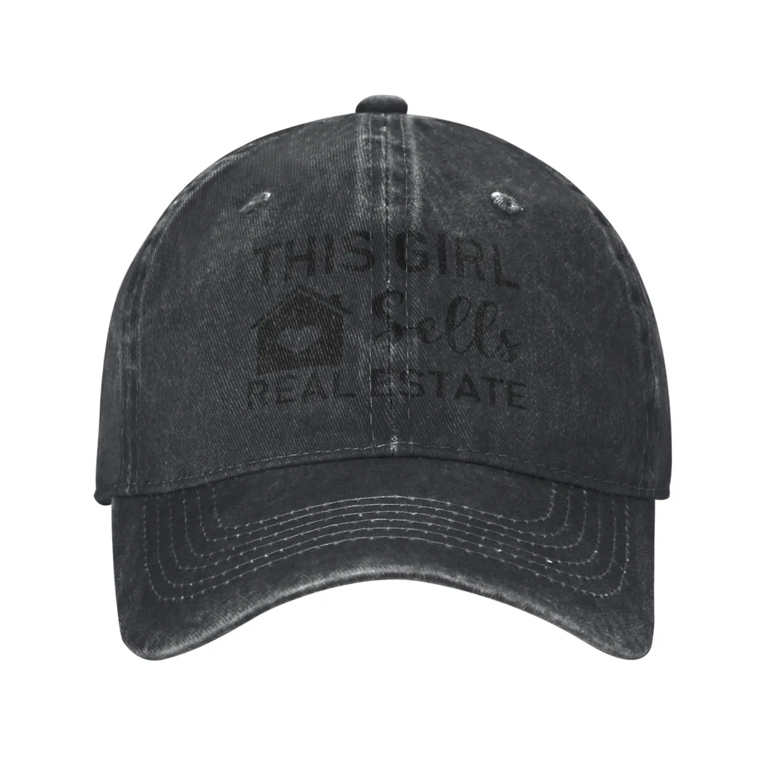 This Girl Sells Real Estate House Print Distressed Washed Baseball Cap Adjustable Cotton Unisex Outdoor Dad Hat