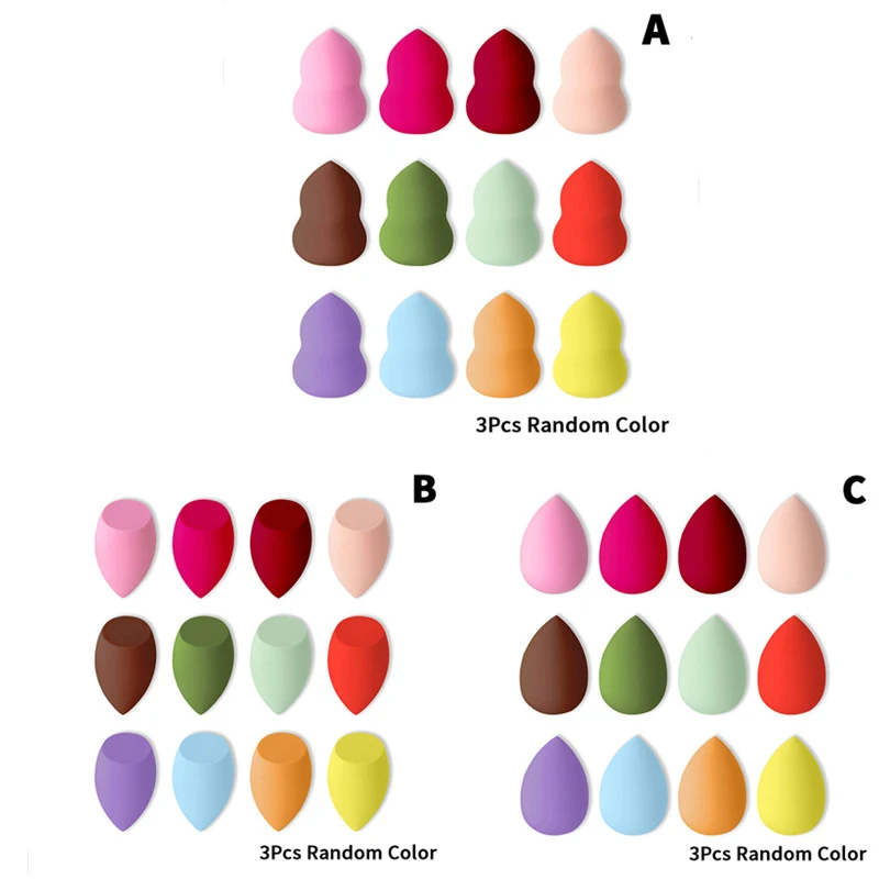 3-delig / willekeurige kleur cosmetische spons nat droog uitstrijkje make-up spons bladerdeeg beauty tool superzacht professioneel make-up tool