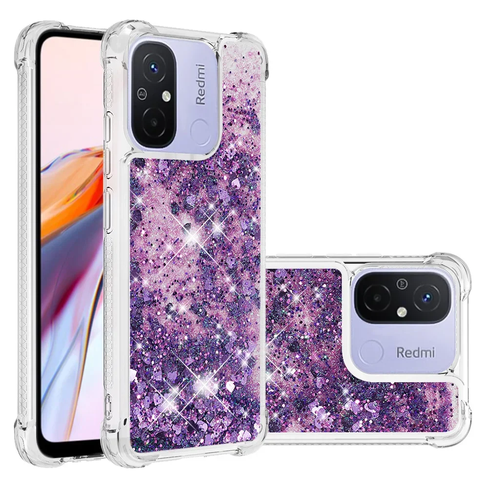 Glitter Case voor Xiaomi Redmi 12C 13C 10C Note 12 13 11 10 9 Pro 12S 10S Gevallen Helder helder Dynamisch Vloeibaar Drijfzand Telefoon Cover