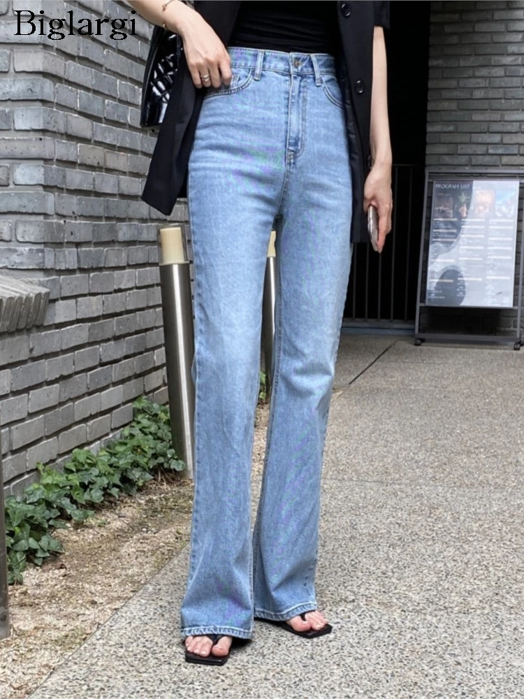 Jeans Herbst lange gerade Hose Frauen hohe Taille Mode lässige Damen hose lose koreanische Stil Frau Hosen