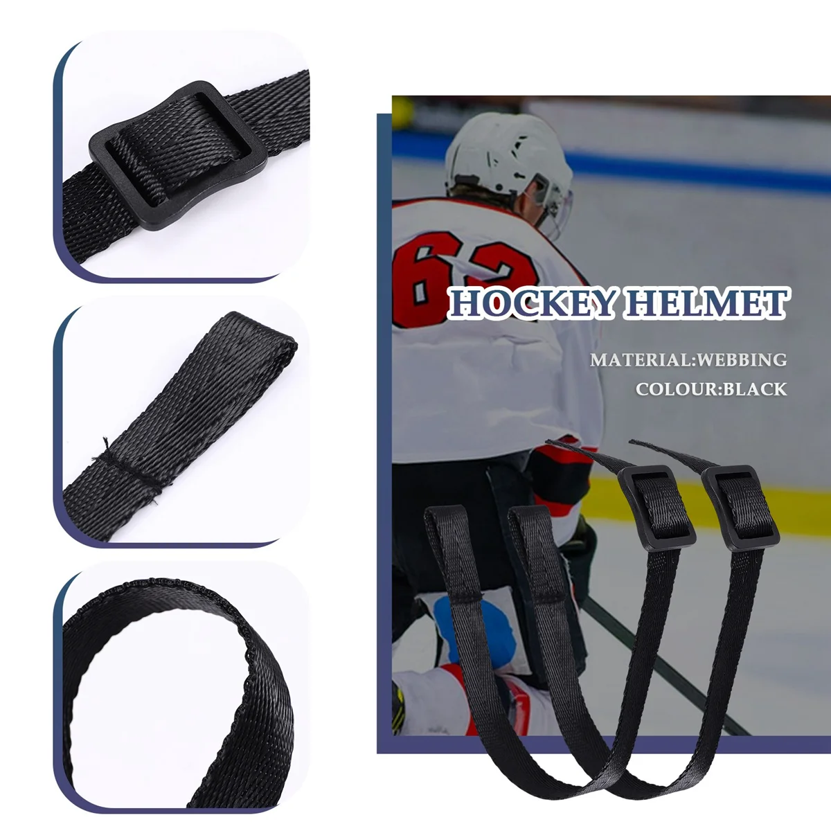 SMIEA Hockey Helmet Chin Strap Single Snap Ice Hockey Helmet Chin Strap Detachable Chin Strap Hockey Helmet Accessory