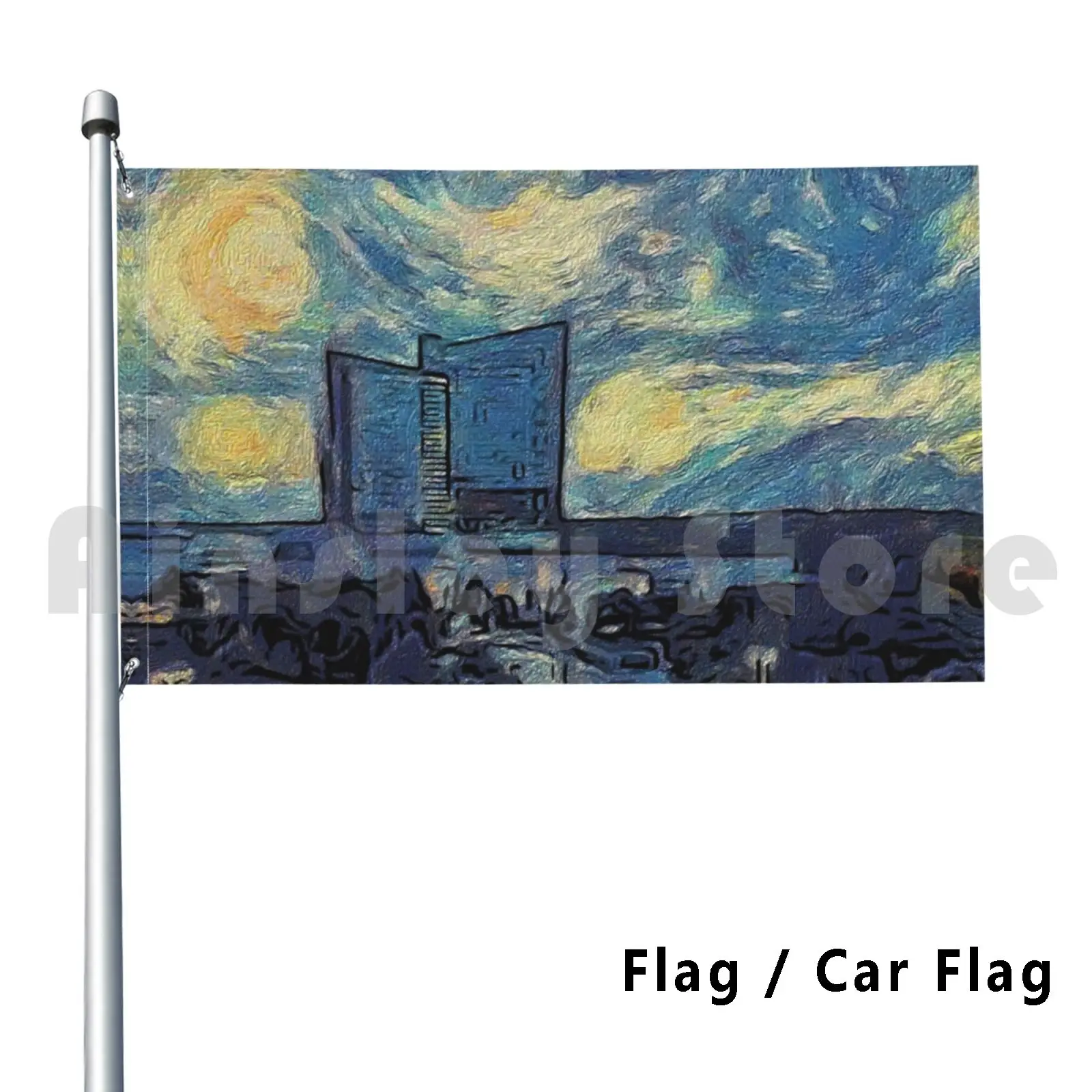 Starry Sun Flag Car Flag Printing Custom Artist Vincent Van Gogh Van Gogh Starry Night Mohegan Sun Mohegan John