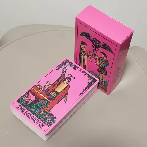 Pink Neon Tarot Deck - 78 Classic Rider-Waite Smith Cards 10.3*6cm Vibrant Trippy Design