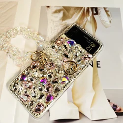 ZFlip5 Bling Glitter Diamond Crystal bracciale Chain Case per Samsung Galaxy Z Flip 6 Z Flip 4 5G Zflip3 Zflip2 Z Flip 5 Case