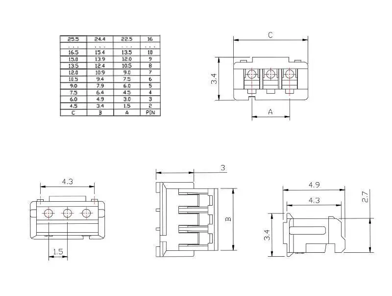 50 Stück ZH1.5MM Steckergehäuse für männliche Anschlüsse 2/3/4/5/6/7/8/9/10P Steckverbinder – Detail 1