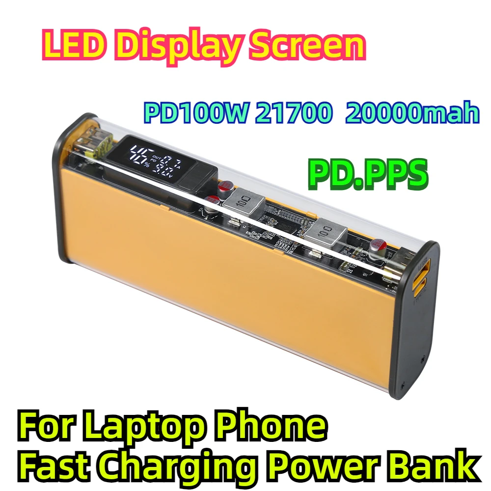

PD100W 21700 20000mah PPS LED Display Screen For Laptop Phone Fast Charging Power Bank Case