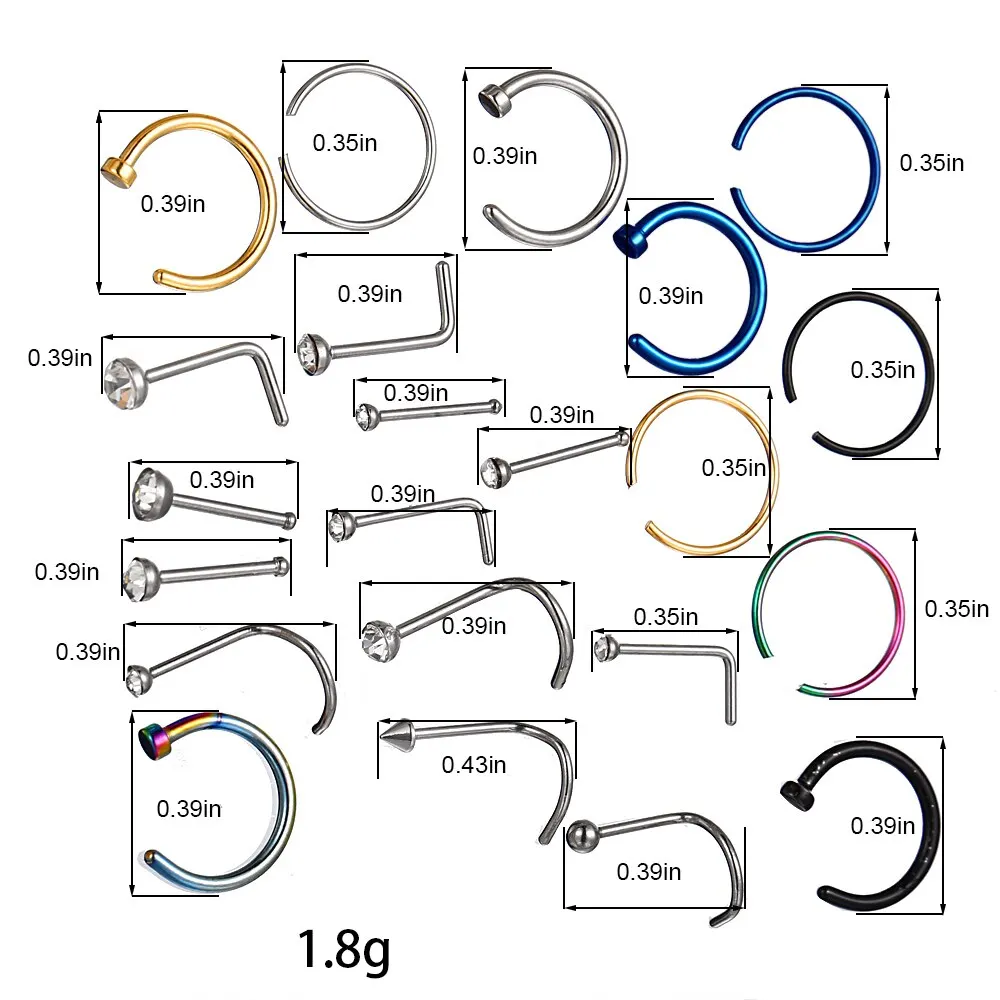22 Pcs Of Suit Fake Nose Ring Earrings Fashion Punk Non-nose-piercing Septum Women Jewelry image 6