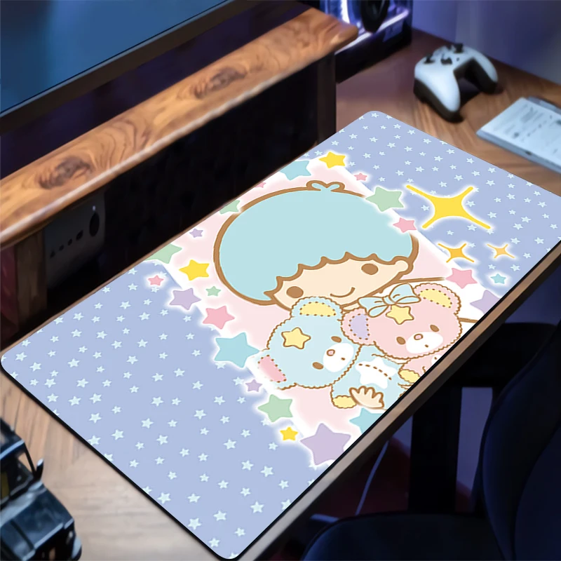 카와이 마우스 패드 리틀 트윈 스타 애니메이션 귀여운 소녀 Gabinete 게이머 컴퓨터 책상 매트 키보드 패드 PC 게임 액세서리 마우스 패드