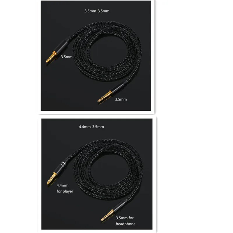 Koceta-cabo banhado a prata para fone de ouvido, 4.4mm, 3.5mm a 3.5mm, para shp9500 msr7, 1a, wh1000xm5, mdr-1a, h900, 1000xm3, computador