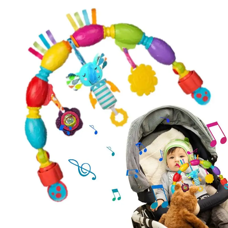 Baby Arch Toy Attachment Cartoon Stroller Arch With Adjustable Clips Soft Easy Installation Decorative Montessori Sensory