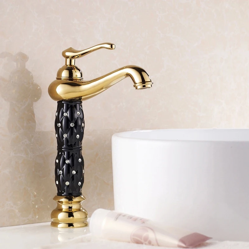 Vidric Chrome/Black/White/Rose Gold Finish Luxury ORB Tall high Bathroom Basin Diamond Faucet Single Handle Sink Mixer Water Tap