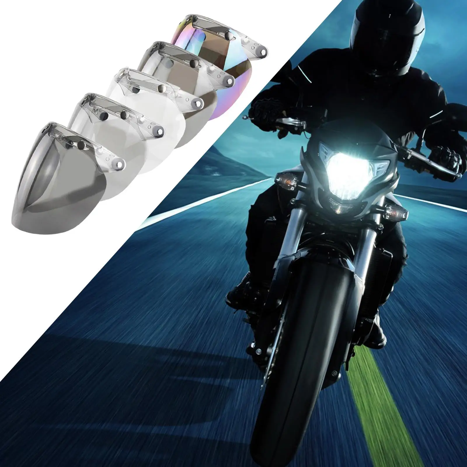 

Защитный экран-накладка на визор шлема с 3 защелками, противотуманный, из поликарбоната, универсальный, для открытых шлемов