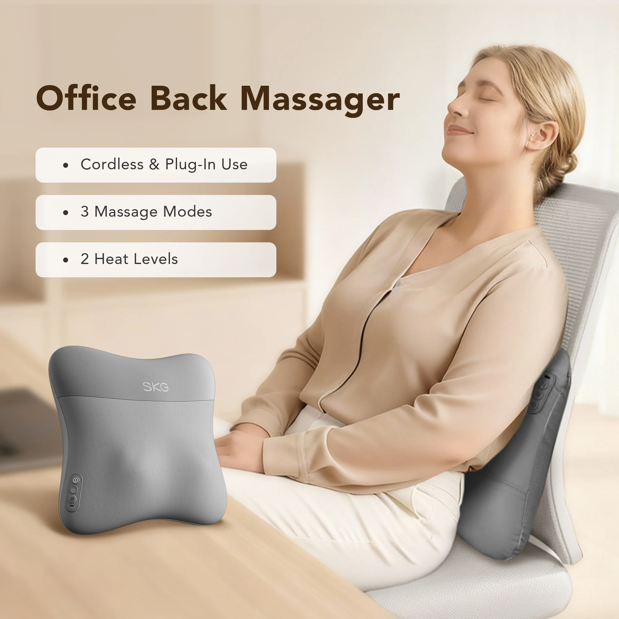 

Беспроводной массажер для спины SKG для снятия боли, глубокий 4D-массаж спины и шеи с двусторонним подогревом, подарок на День святого Валентина для мужчин