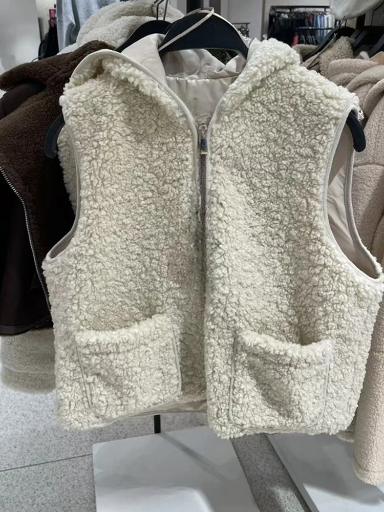 

Простой женский жилет из меха ягненка Svel, осень-зима, Новое поступление, бальная застежка-молния с капюшоном, обычный тонкий