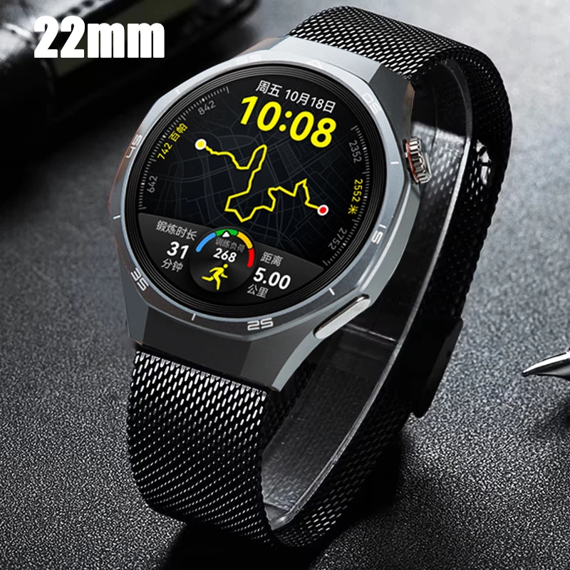 22 mm Milanaise-Metallarmband für Huawei Watch GT 5 Pro GT5 GT4 GT3 GT2 46 mm Edelstahlarmband für Huawei Watch 4/3 Pro Band