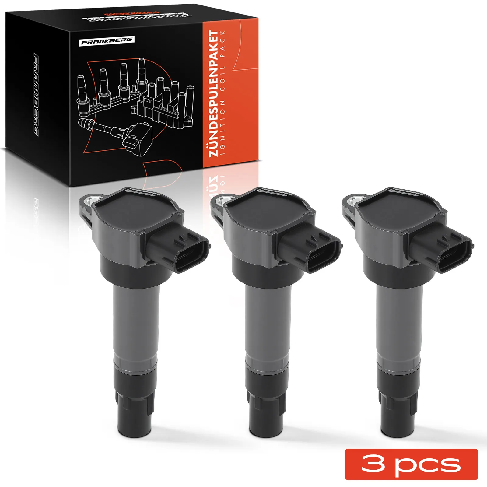 Frankberg 3x Zündspule für Smart Fortwo Cabrio 451 Fortwo Coupe 1.0L Electric Bj ab 2007 1321580003 A1321580003 1832A028 UF-681