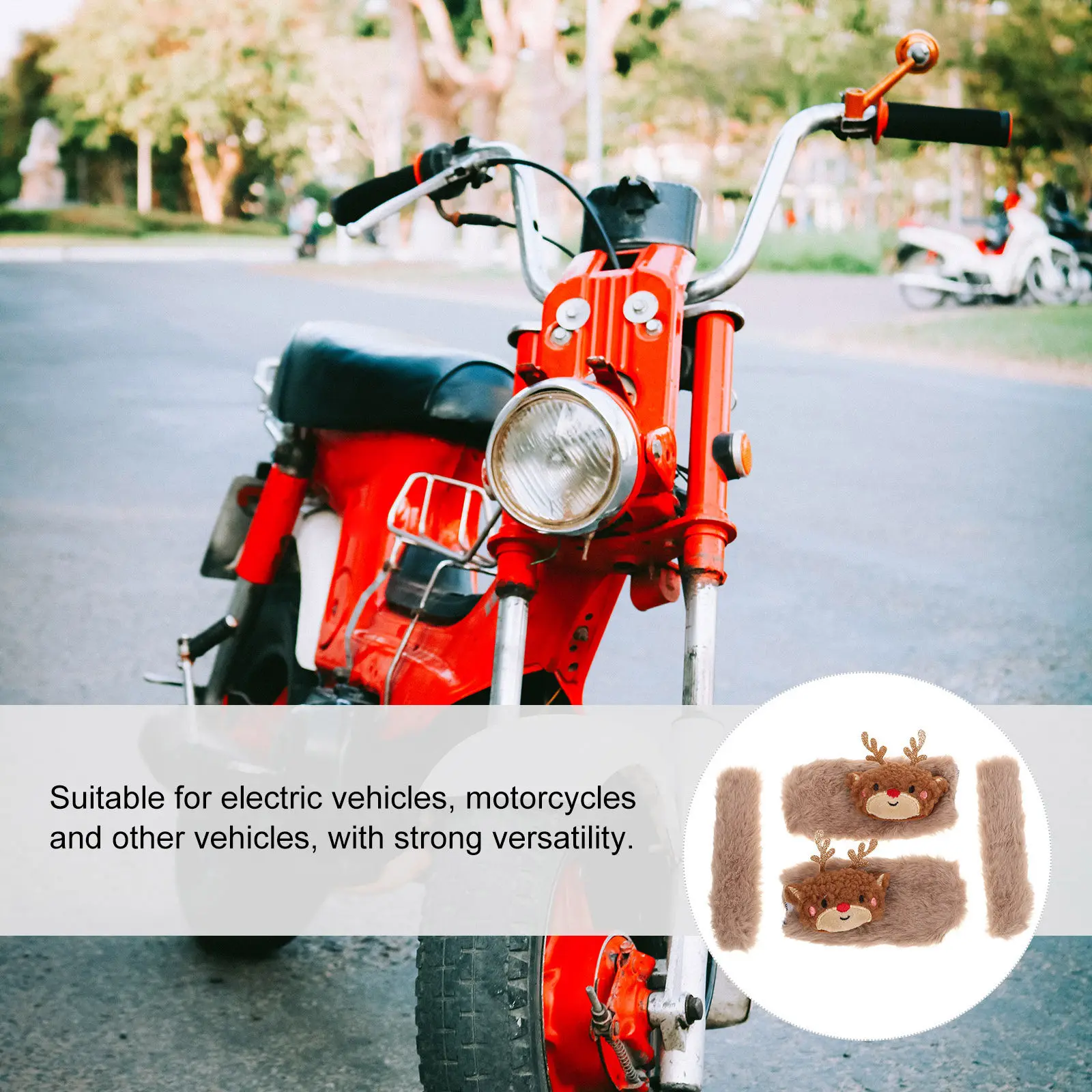 1Pair Soft Warm Handlebar Covers Cartoon Style Winter Motorcycle Grips Comfortable Sleeve for Electric Scooter Bike Protection