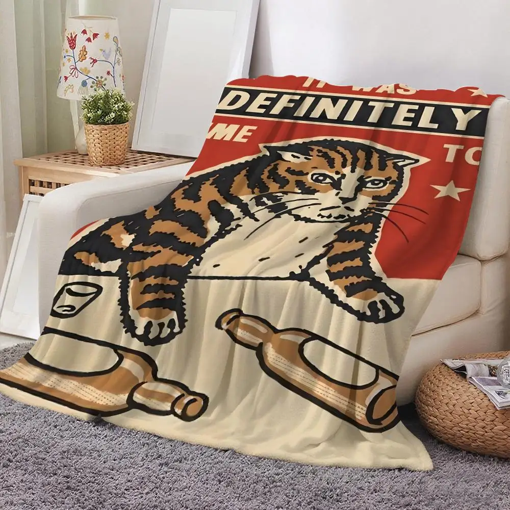 Art Funny Cheers Drunk Cats Throw Flannel Throw Blanket: Soft Kid-Friendly Warm Anti-Static All Season Washable Couch Bed Home