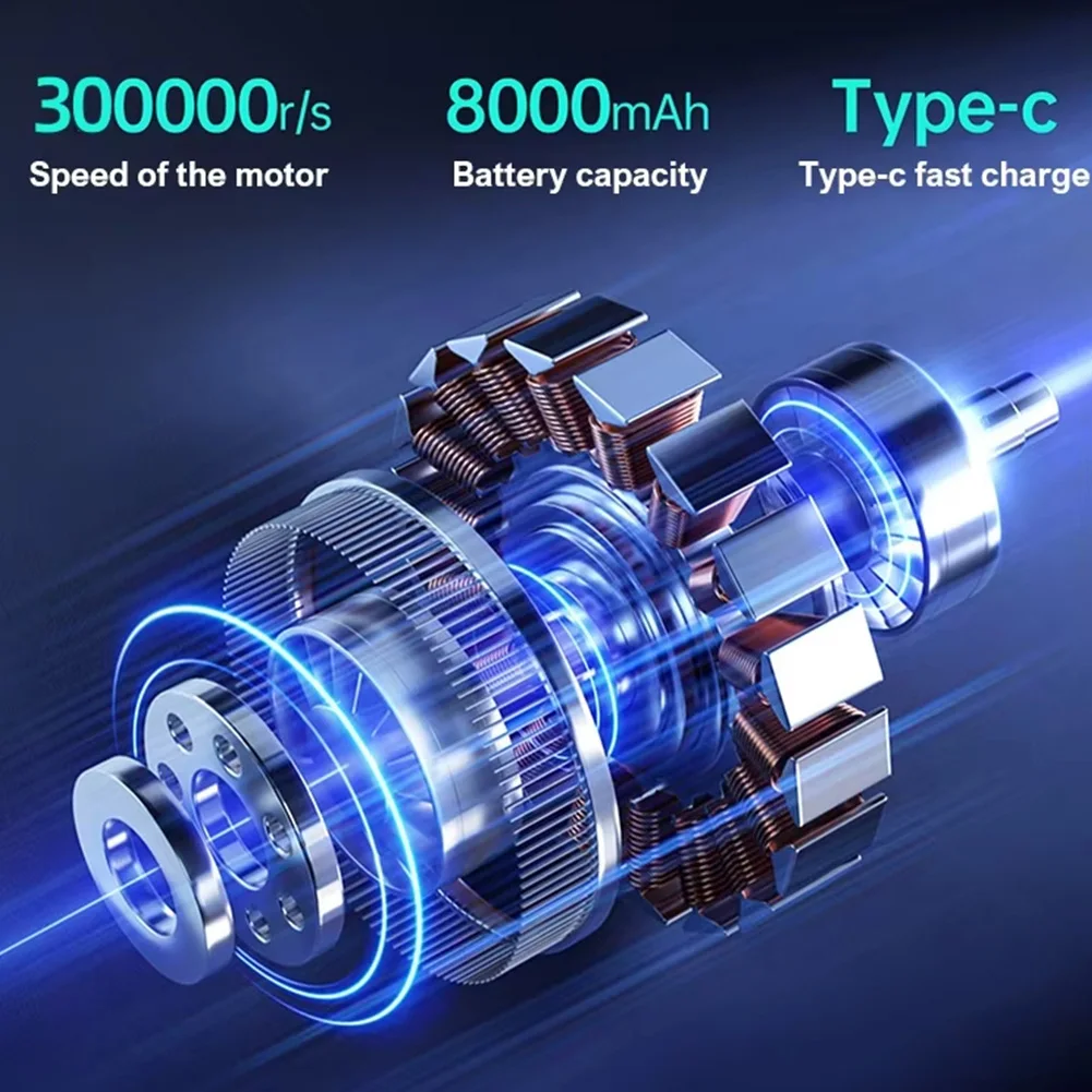 300000 RPM مروحة عنيفة قوية X9 مروحة توربو صغيرة 8000 مللي أمبير في الساعة من النوع C شحن الرياح القوية منفاخ الهواء مكنسة كهربائية مجفف
